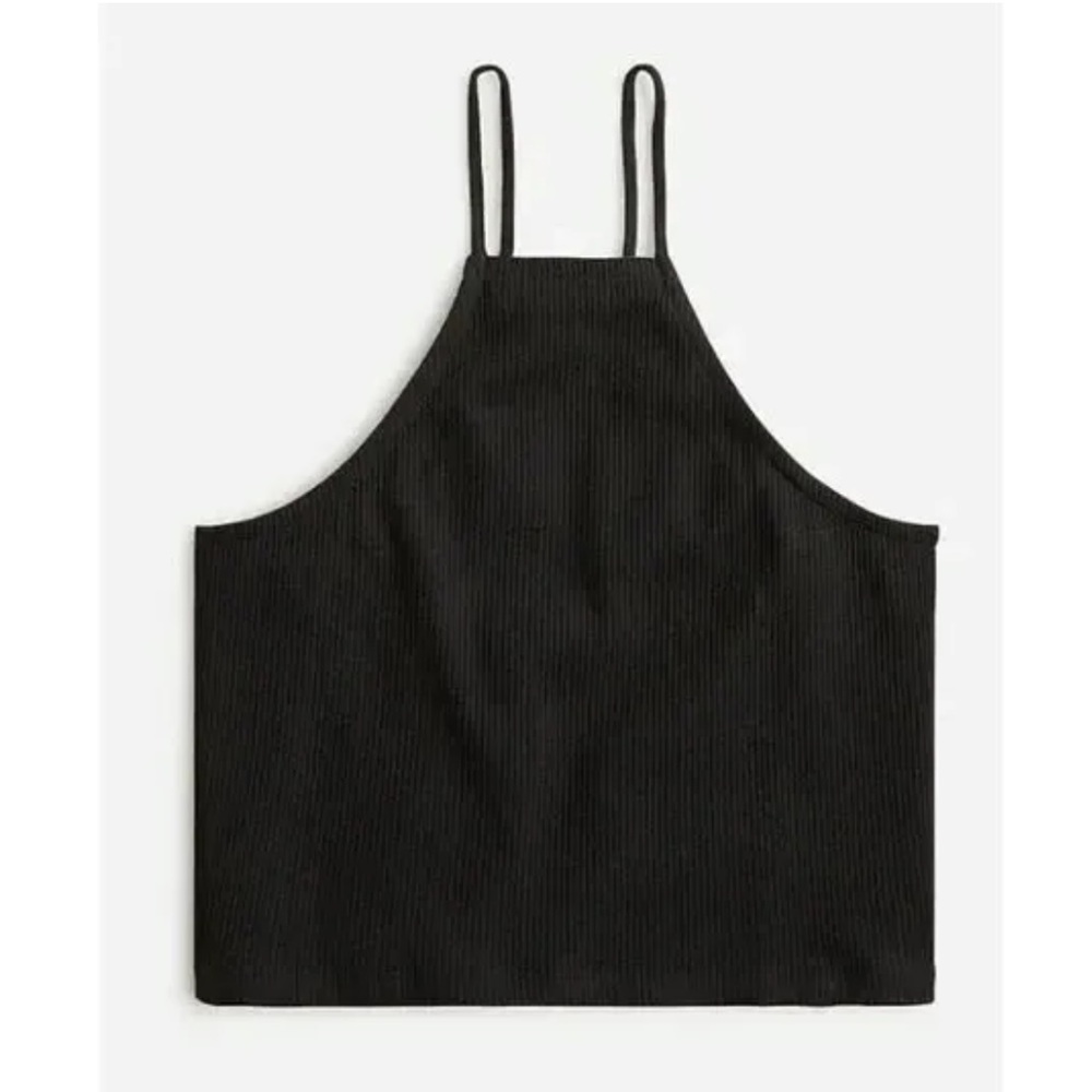 NWT J. Crew The Vintage Rib Cropped Halter Tank - Black